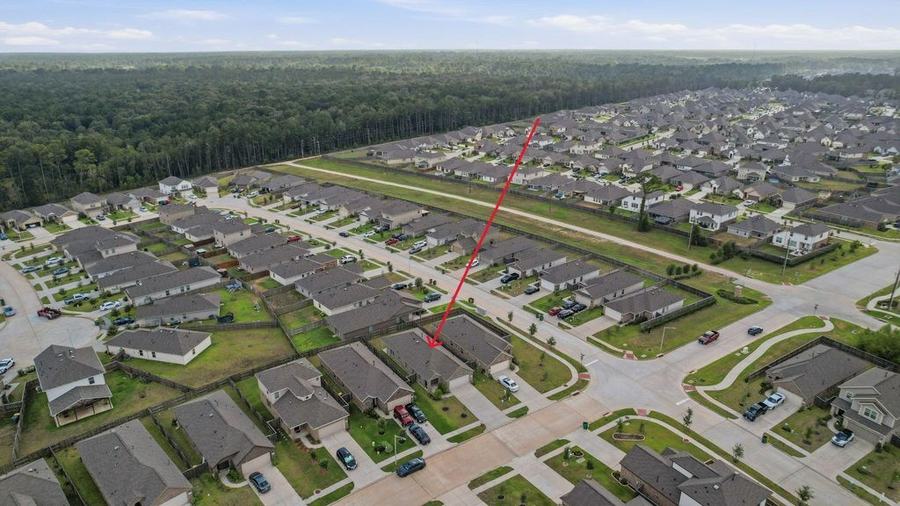 Aerial view of 20840 Cropani Shadow Dr and the surrounding neighborhood
